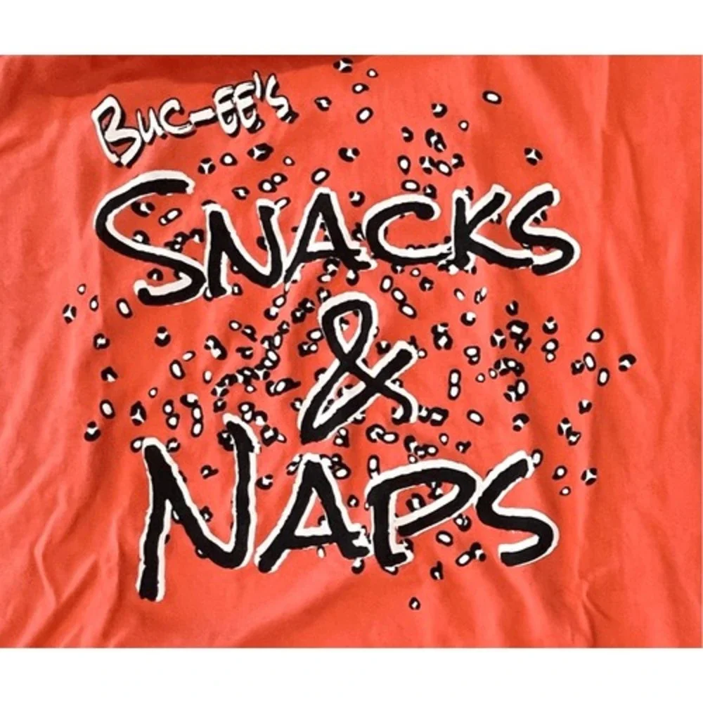 Buc-ees Snack & Nap Orange Black Baseball Sleep Shirt‎ Sleepwear Nightgown L/XL